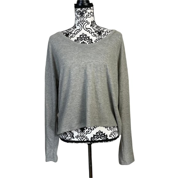 Project Social T | Women's Grey Drop Shoulder Scoop Neck Sweater Large - Picture 2 of 6